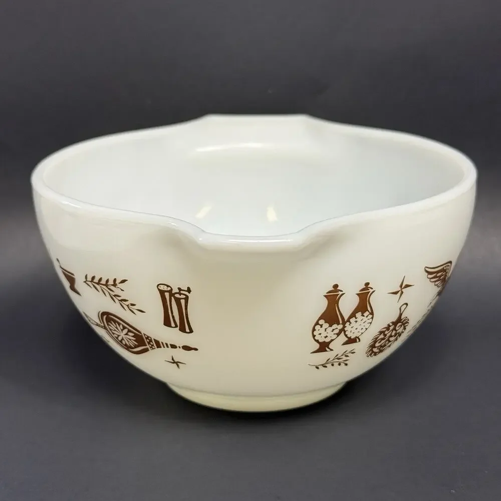 Vintage Pyrex 441 Early Americana Cinderella Bowl 1.5 Pint Brown White USA